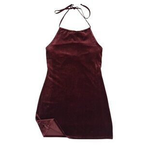Wild Fable Burgundy Velvet Halter Mini Dress, for women, size M, NWT